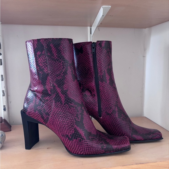 Nine West Shoes - Women's Red Snake-Print Ankle Boots
